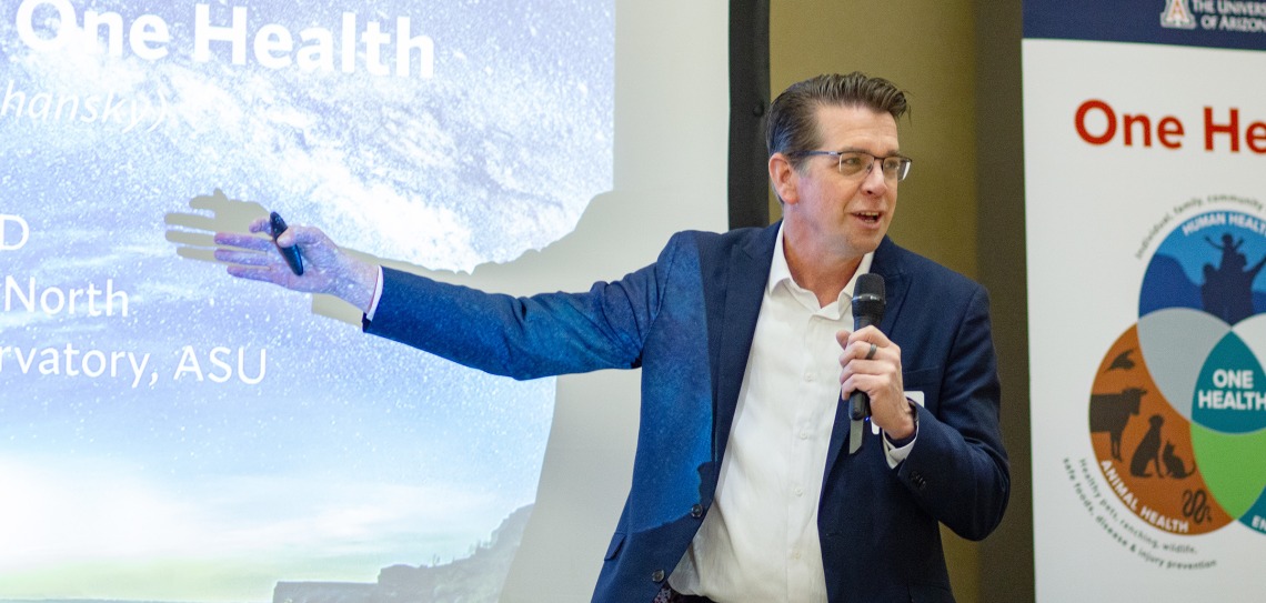 Keynote presentation by David Engelthaler, Ph.D., Executive Director of the ASU Health Observatory and Director of TGen North. Dr. Engelthaler’s talk, “Nothing in Valley Fever Makes Sense Except in the Light of One Health”